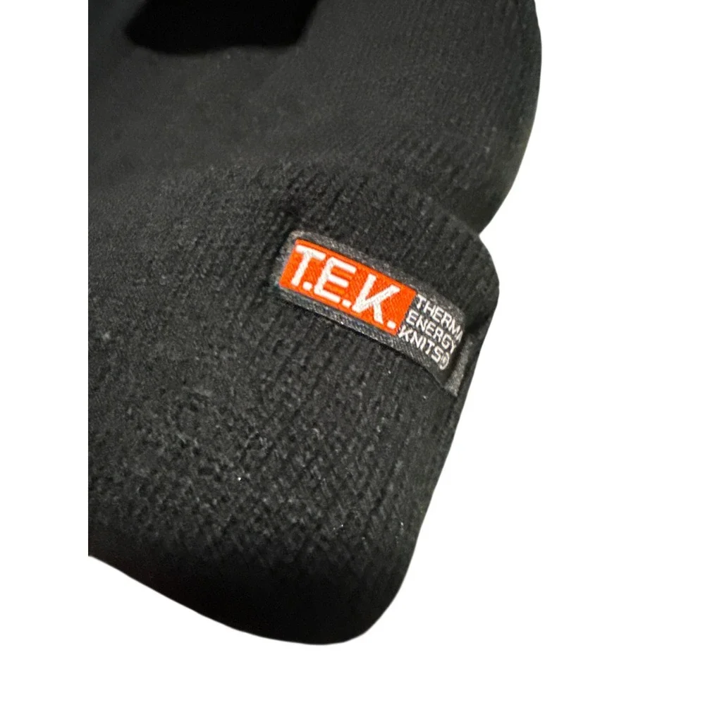 TEK Thermal Energy Knits Mens Black Insulated Cuffed Beanie Hat NWT One Size